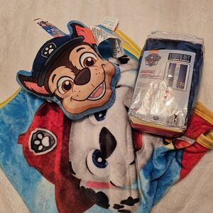 Paw Patrol Curtains Black Out Panneks Blanket and Pillow Set